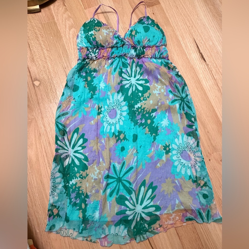 Studio M Floral Dress in Teal and Lavender